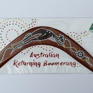 Authentic Australian Made 12" Wooden Boomerang - Traditional Flying Stick with Real Kangaroo Design - Perfect and Unique Souvenir or Kids and Adults.