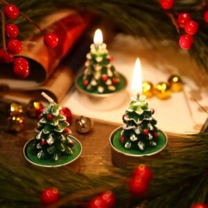 Christmas Tree Candles Gift Set, 6 Delicate Xmas Tree Tealights Candles, Home Decoration, Christmas Dinner, Party, Gift Packaged